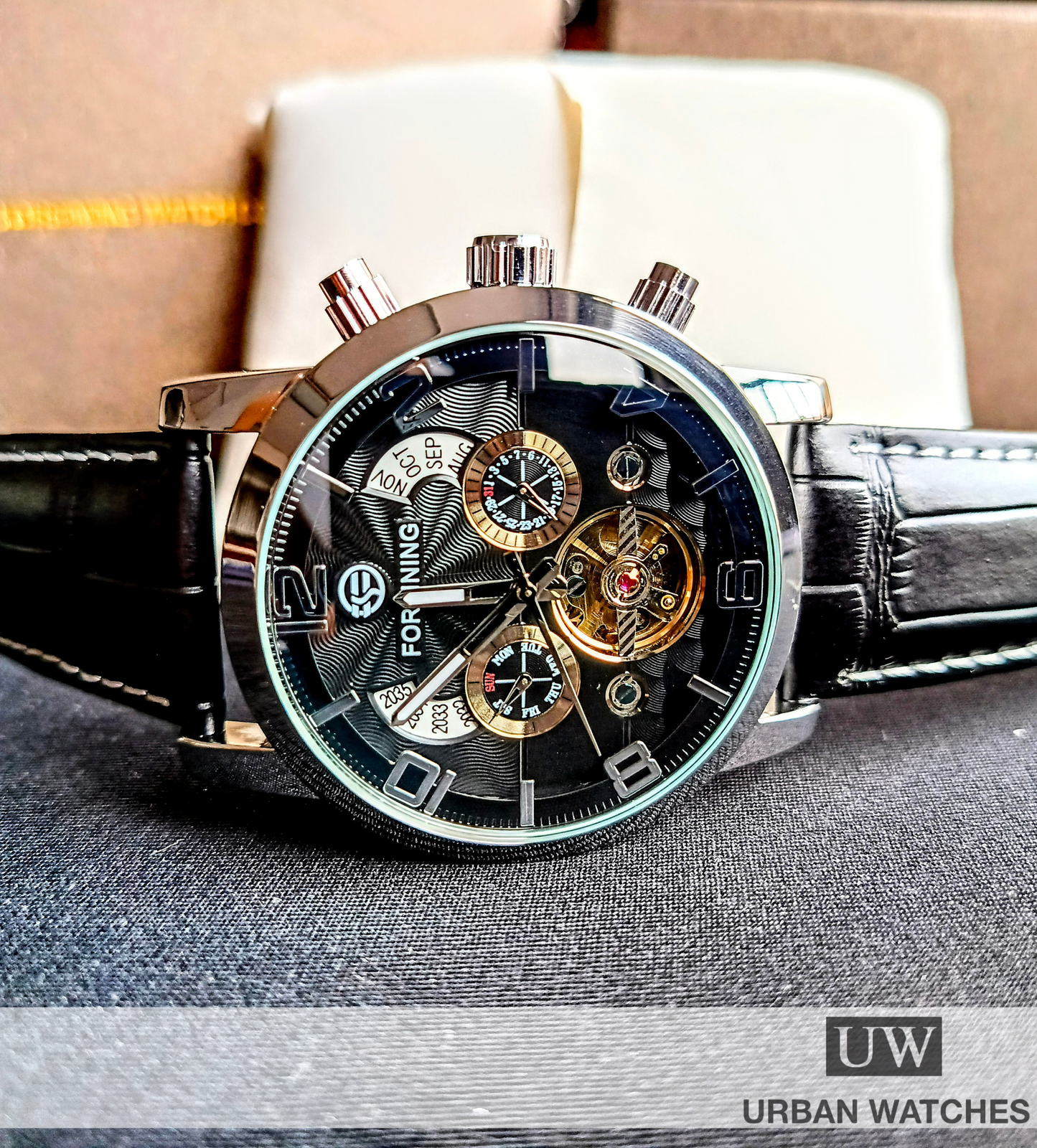 Forsining Ultimate - REF GMT 373 Negro-Plata-Negro