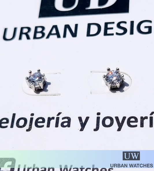 Aretes Zircón 4mm en garra de plata 925