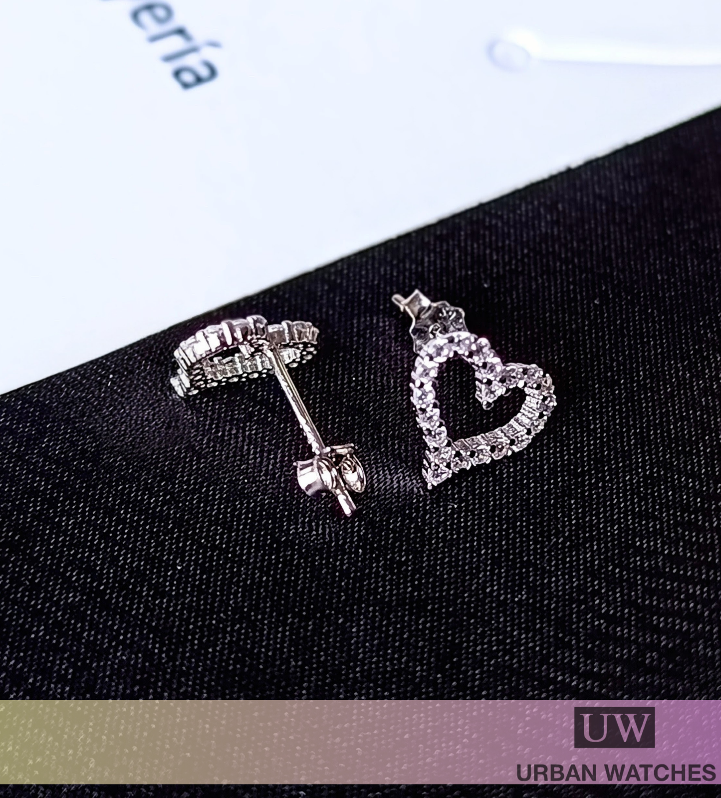 Aretes Corazón incrustado con zircones, plata 925
