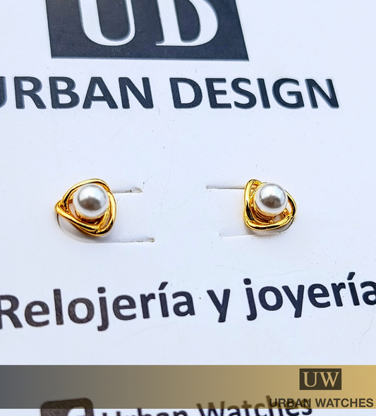 Aretes Perla baño en oro 18K sobre plata 925