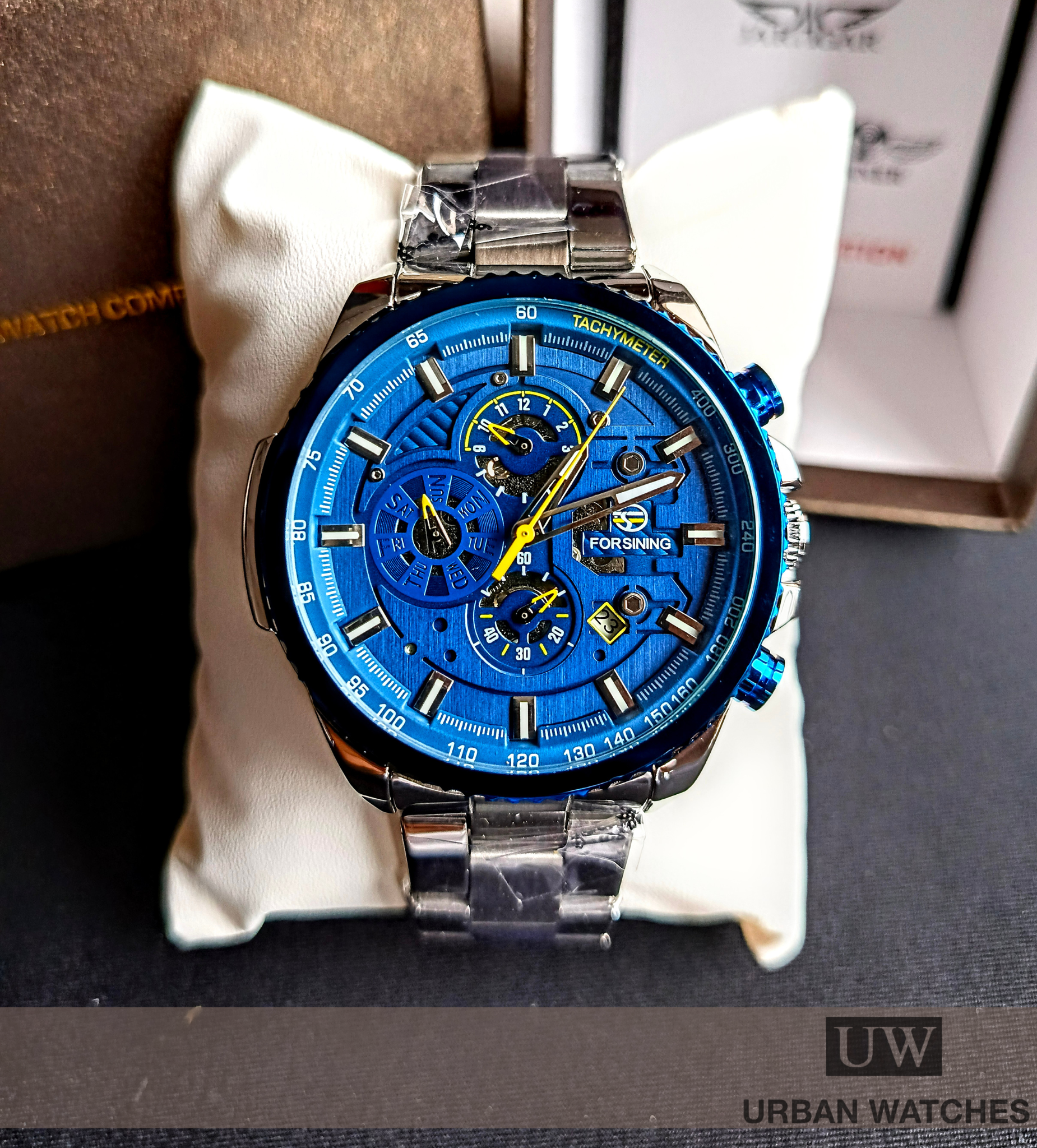 Watch Azul Forsining Power - Reloj Elegante REF GMT 1137 Plata-Azul – Urban Watches