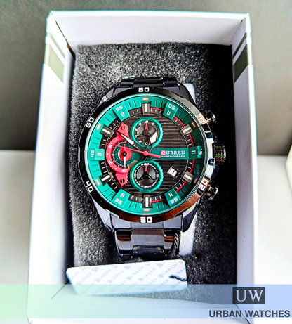 Curren Chronos 3.0 - REF 8402 Negro-Rojo-Negro