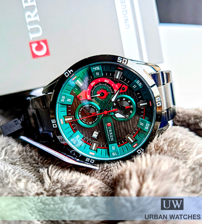 Curren Chronos 3.0 - REF 8402 Negro-Rojo-Negro