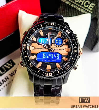 Reloj original Naviforce Shield - REF NF 9234 Negro-Oro rosa-Negro