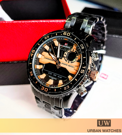 Reloj original Naviforce Shield - REF NF 9234 Negro-Oro rosa-Negro