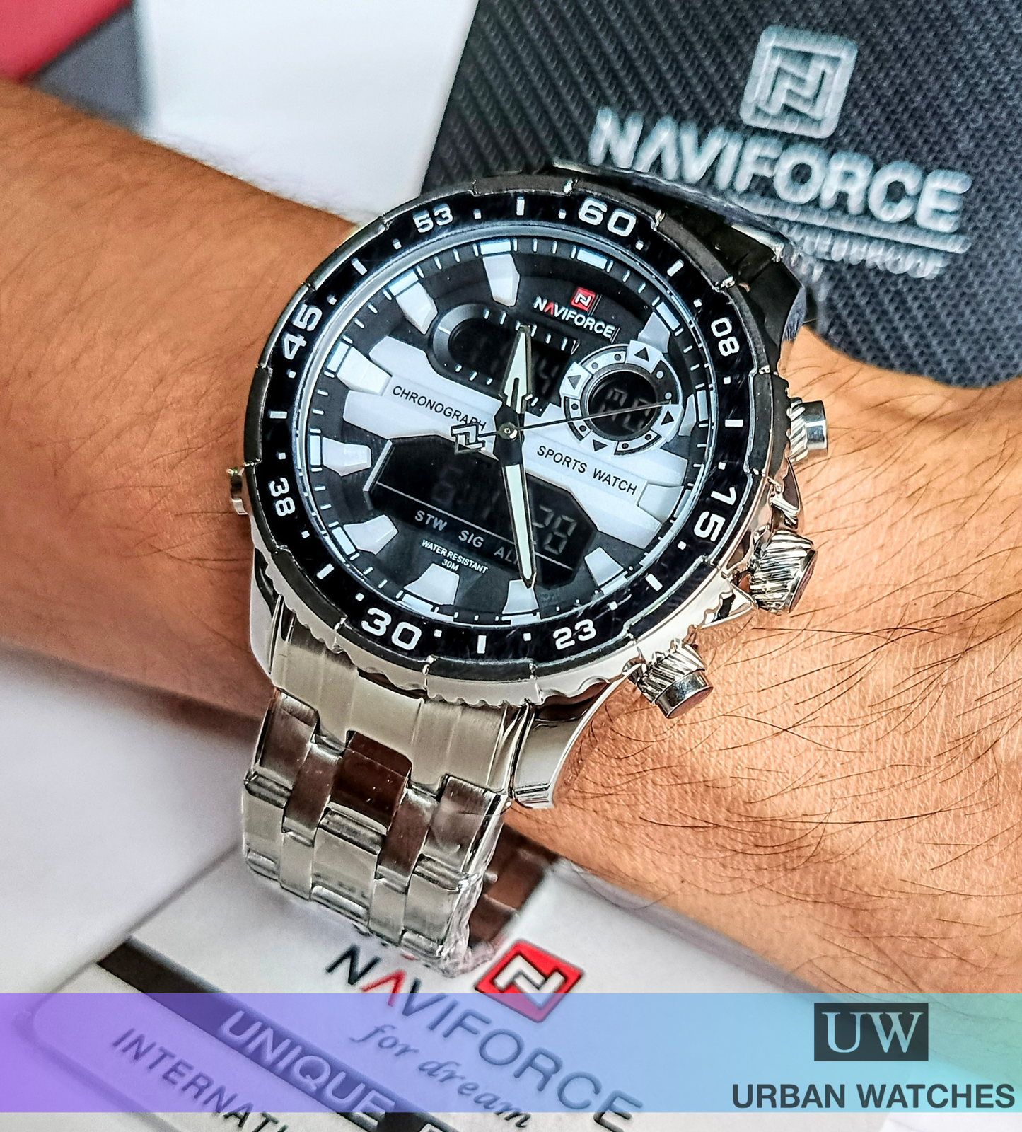 Reloj original Naviforce Shield - REF NF 9234 Plata-Negro