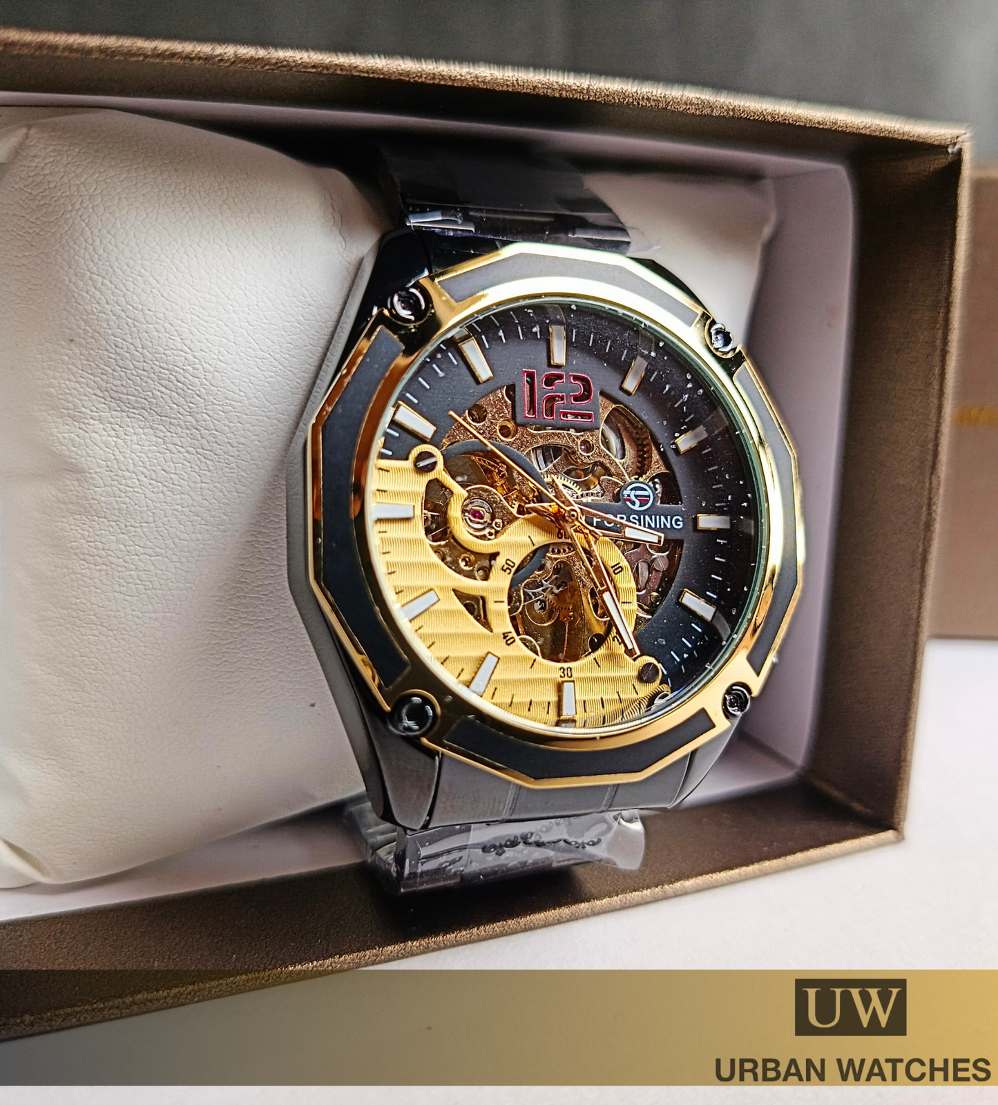 Reloj automático Forsining Terminal - REF FSG800M3 Negro-Dorado-Negro
