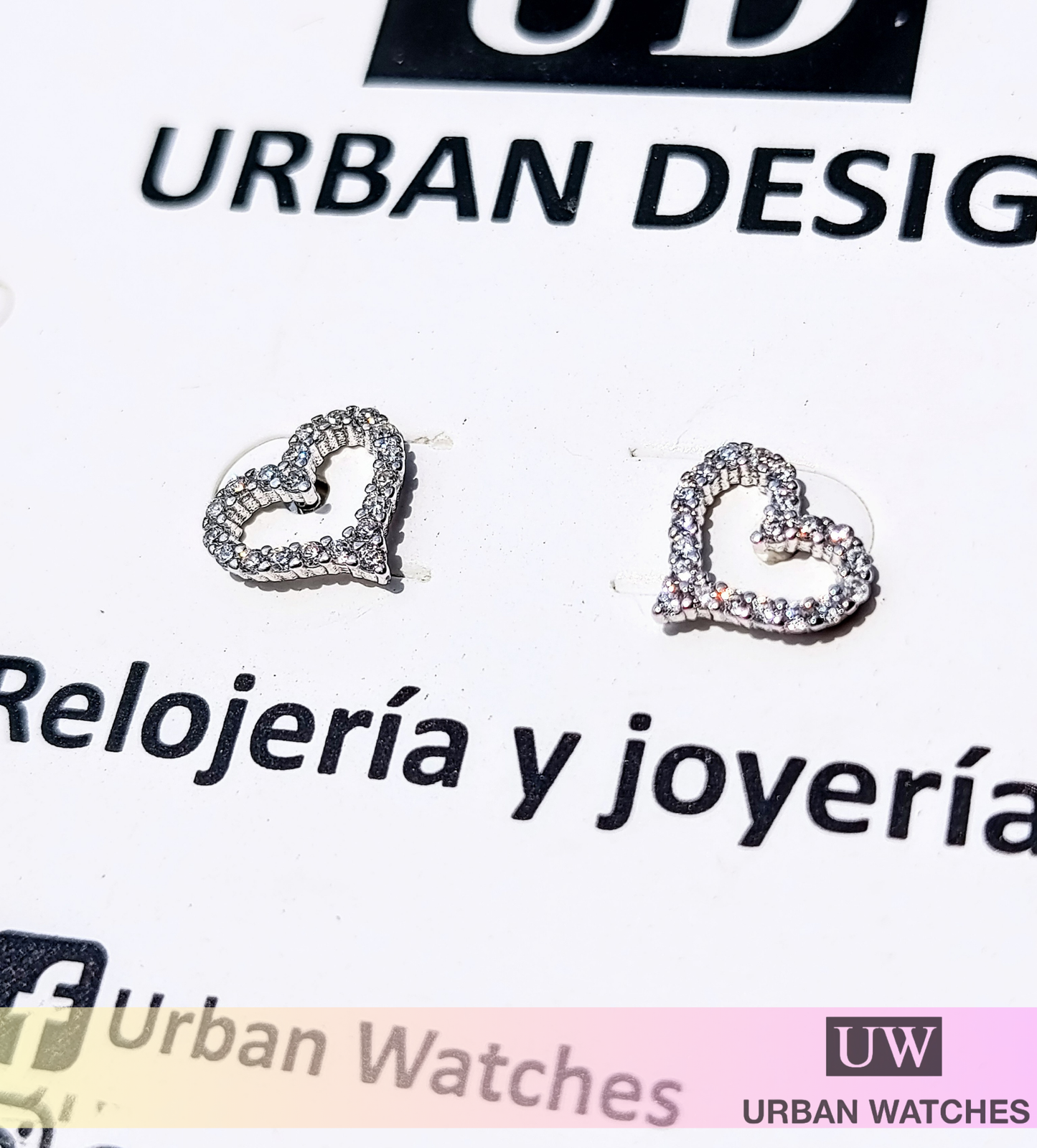 Aretes Corazón incrustado con zircones, plata 925
