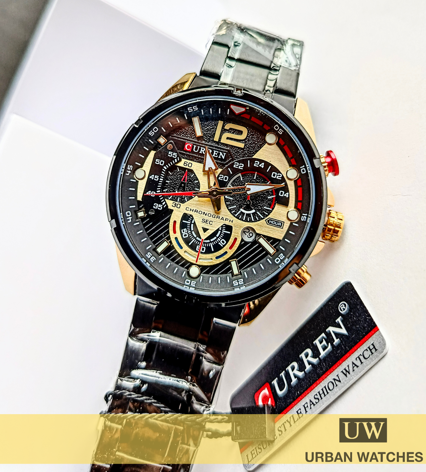 Reloj Curren 8395 Enigma - REF KREd330101 Negro - Dorado