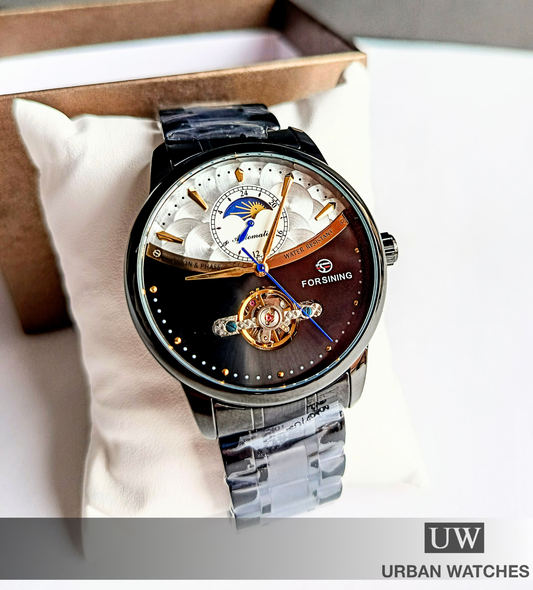 Reloj automático Forsining Medialuna FSG8179M4-BU Negro-Negro