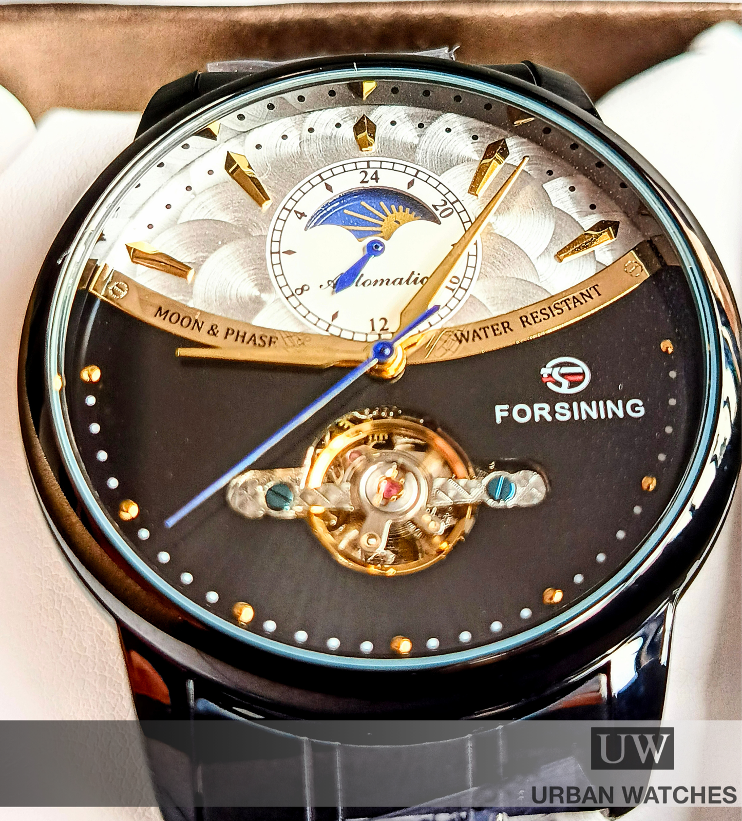 Reloj automático Forsining Medialuna FSG8179M4-BU Negro-Negro