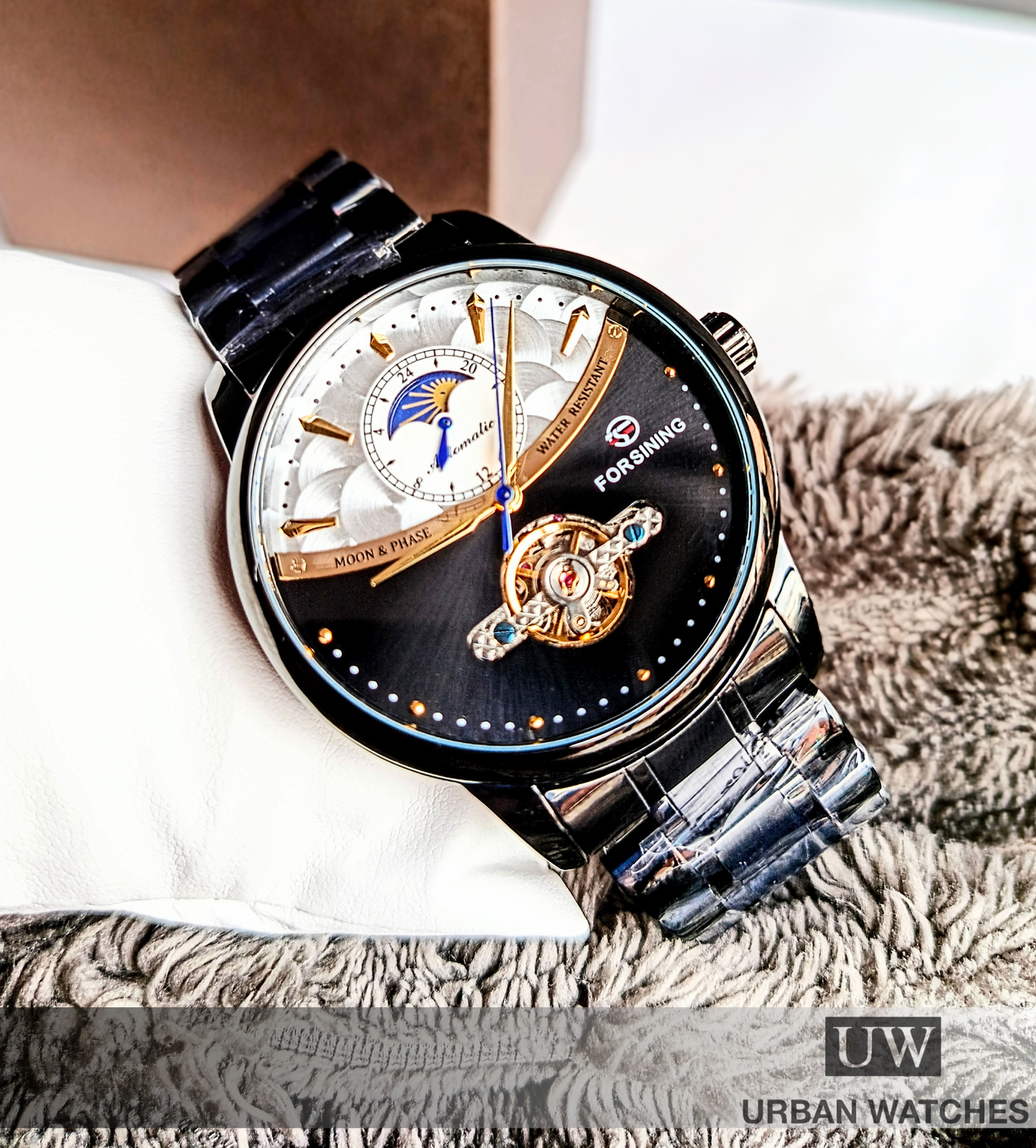 Reloj automático Forsining Medialuna FSG8179M4-BU Negro-Negro