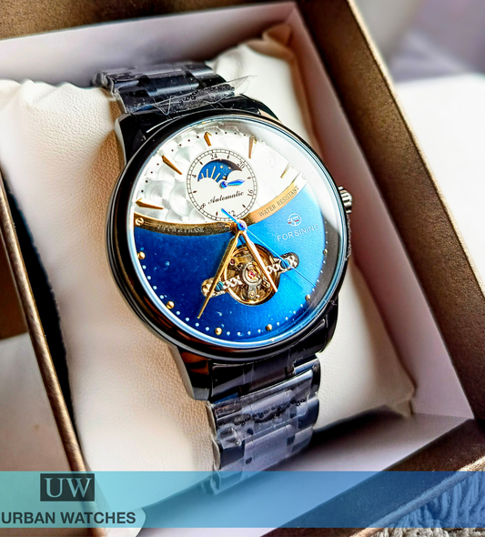 Reloj automático Forsining Medialuna FSG8179M4-BU Negro-Azul
