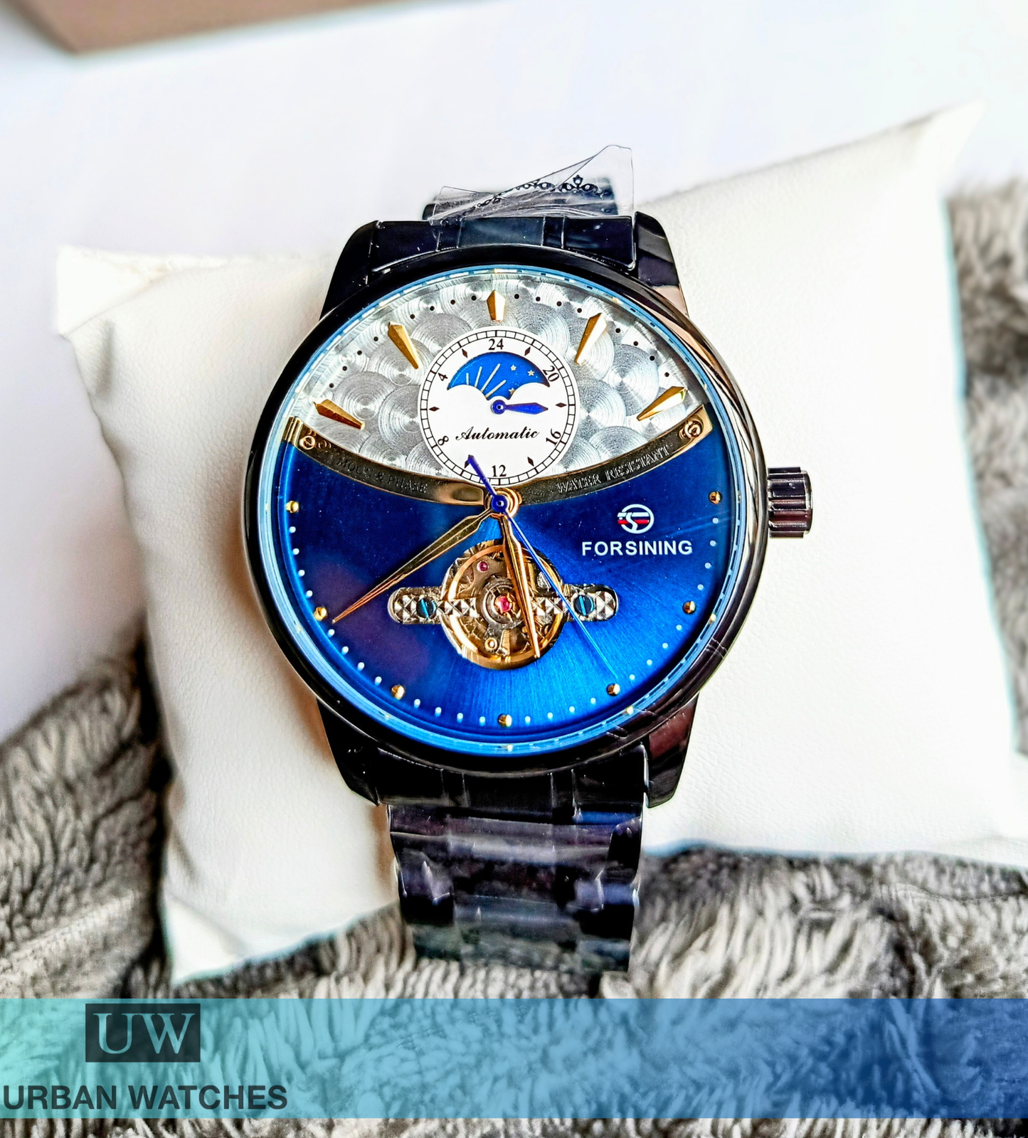 Reloj automático Forsining Medialuna FSG8179M4-BU Negro-Azul