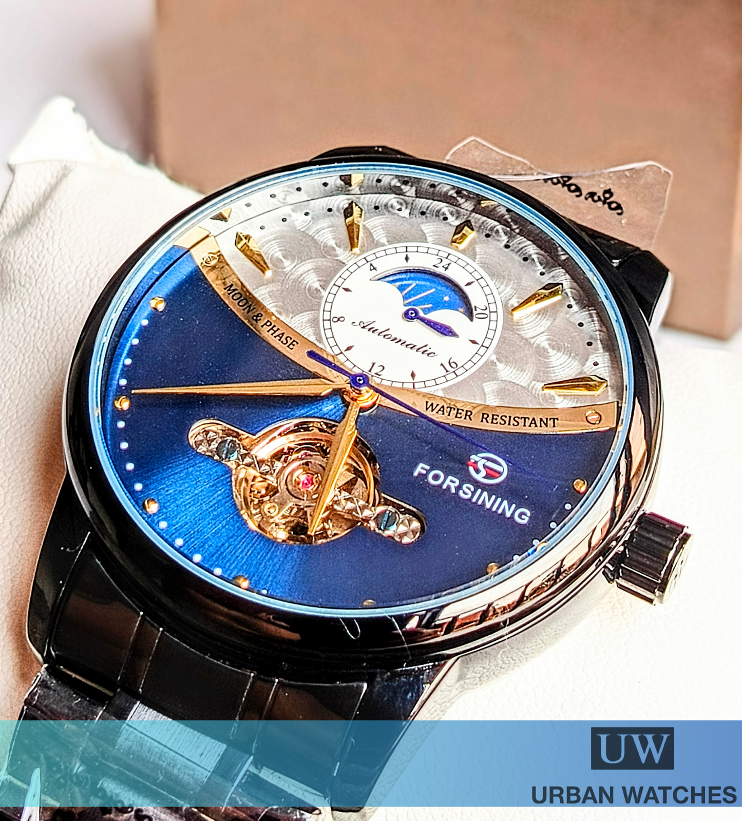 Reloj automático Forsining Medialuna FSG8179M4-BU Negro-Azul