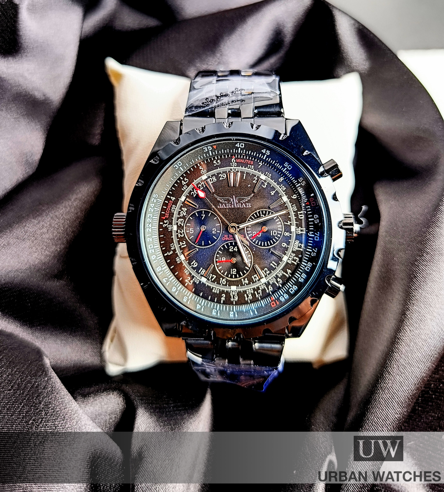 Reloj automático Jaragar Aviador - REF JAG6905 Negro-Negro-Negro