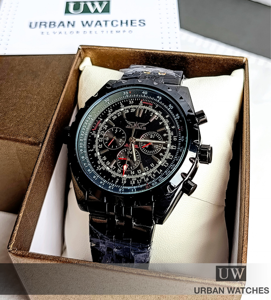 Reloj automático Jaragar Aviador - REF JAG6905 Negro-Negro-Negro