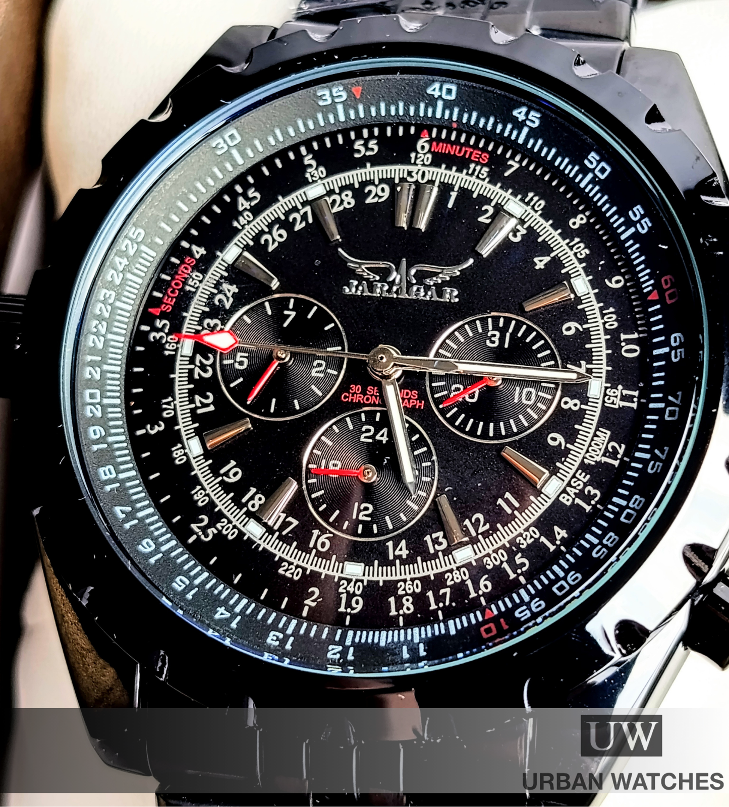 Reloj automático Jaragar Aviador - REF JAG6905 Negro-Negro-Negro