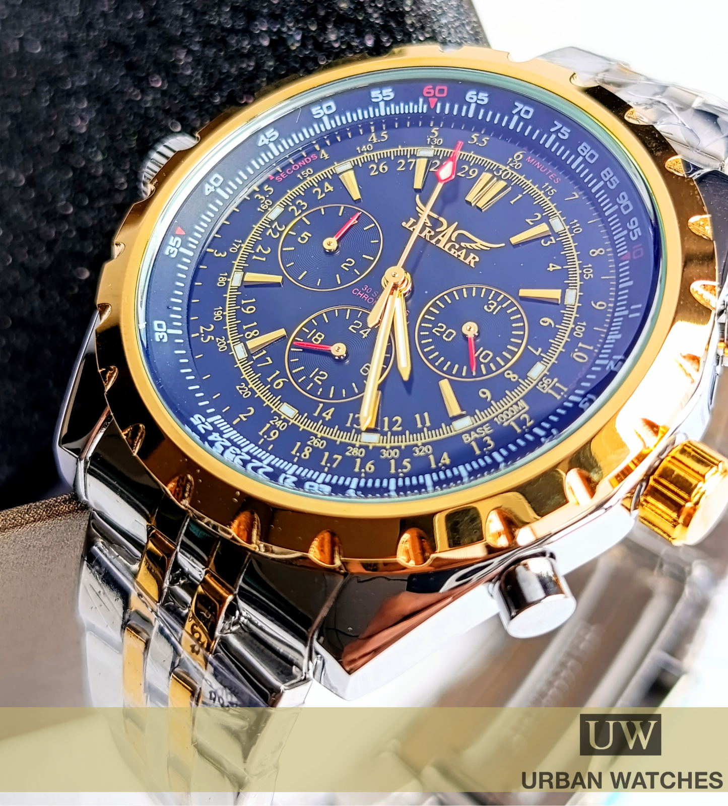 Reloj automático Jaragar Aviador - REF JAG6905 Plata-Dorado-Negro