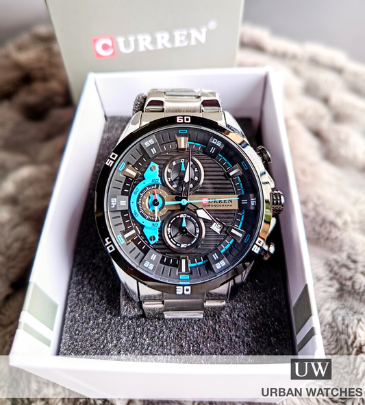 Curren Chronos 3.0 - REF 8402 Plata-Azul-Negro