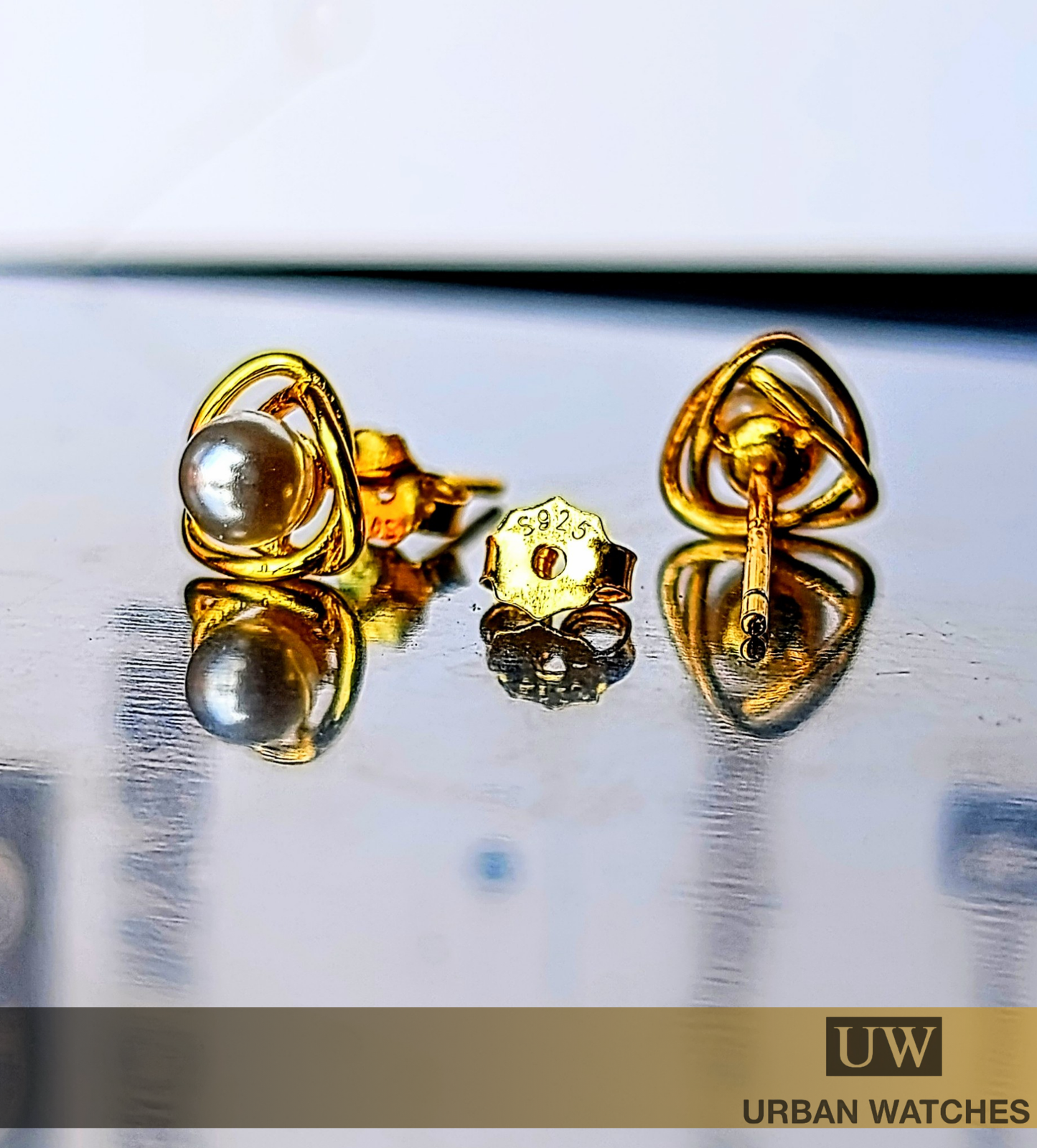 Aretes Perla baño en oro 18K sobre plata 925