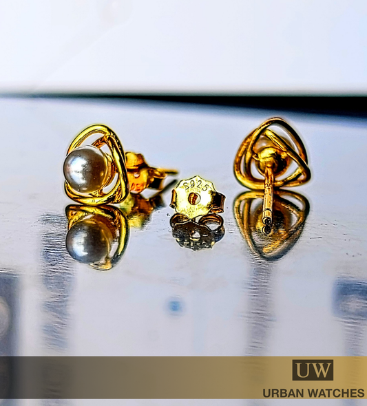 Aretes Perla baño en oro 18K sobre plata 925