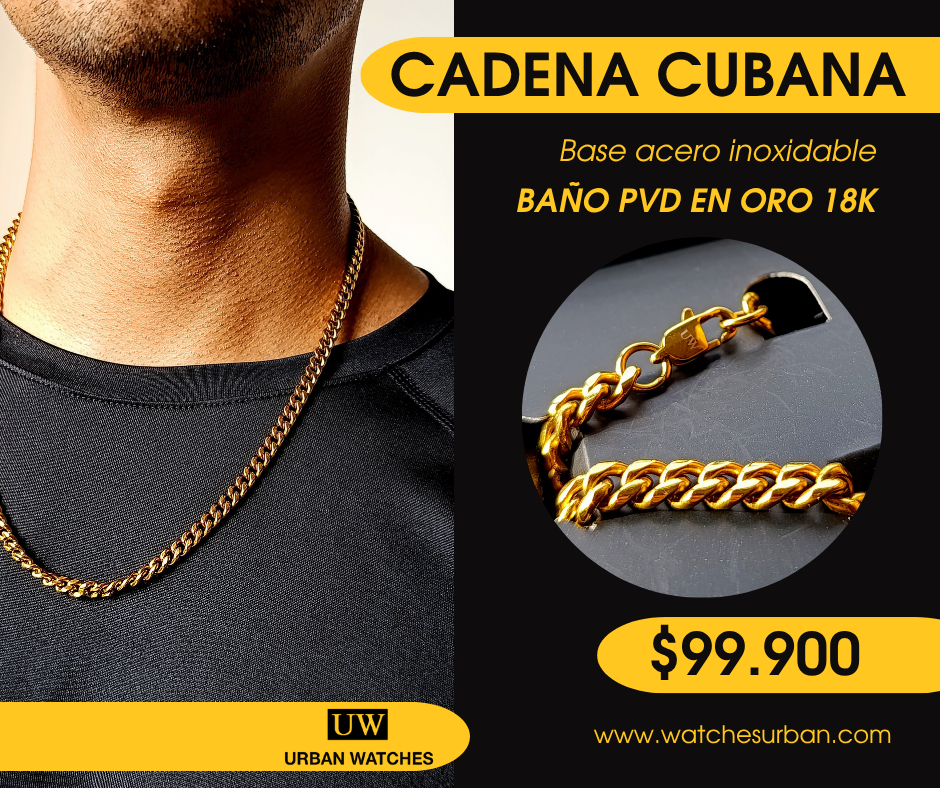 Cadena Cubana UW Oro laminado 18K (PVD)