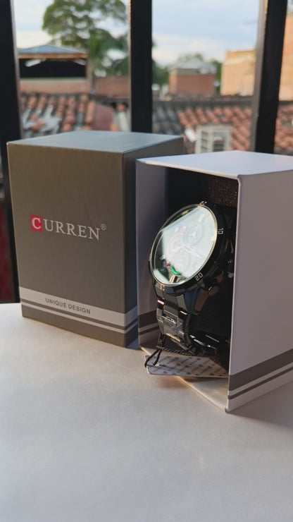 Curren Chronos 3.0 - REF 8402 Negro-Rojo-Negro